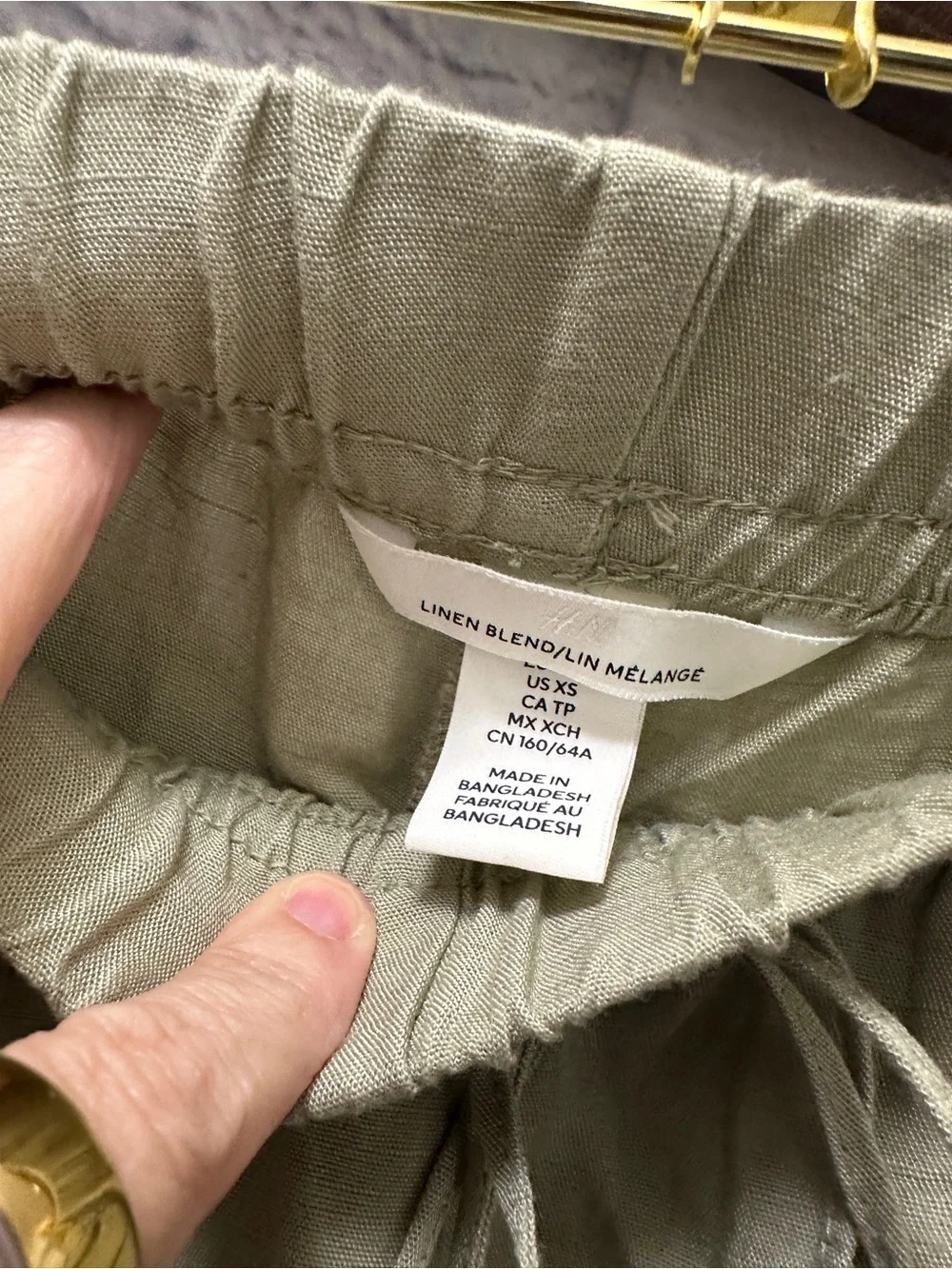 H&M Light Olive Green Drawstring Wide-Leg Trousers